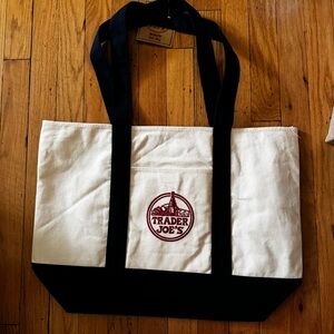 Trader Joe's Canvas Tote Bag - Cream and Black